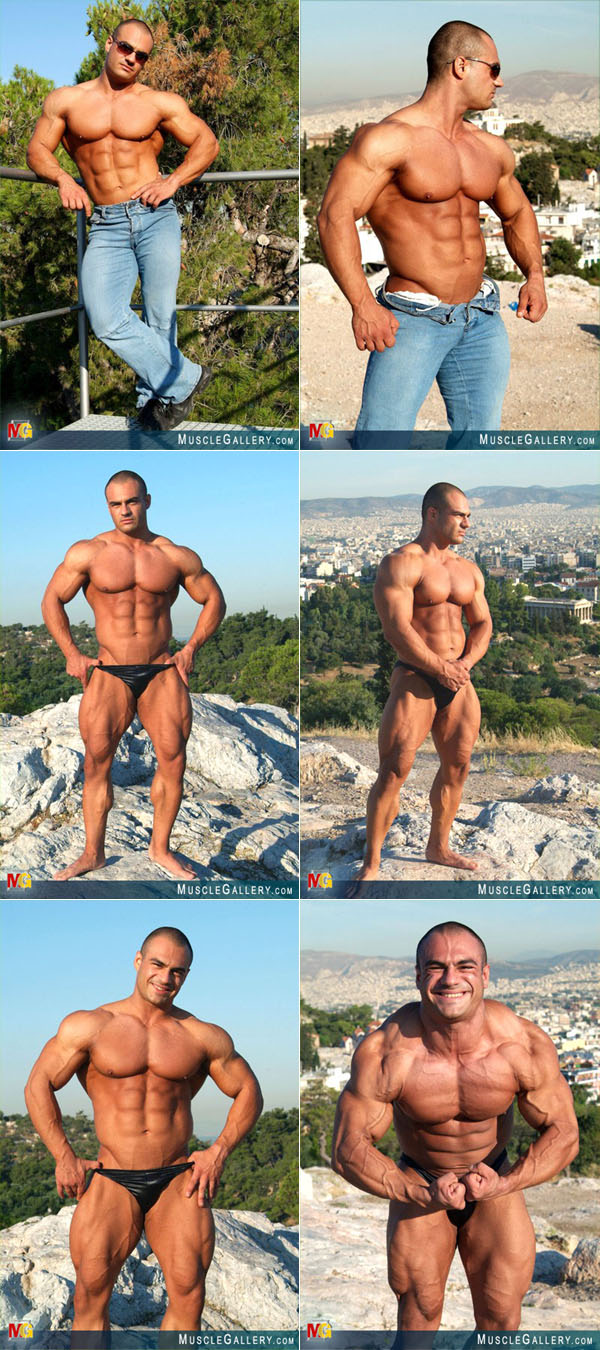 Bodybuilder Dimitri Anastasakis posing outdoors
